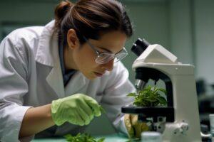 What Is The Health Benefits Of Green Tea: Scientist studying green tea properties - Exploring the science behind green tea's health benefits in a laboratory setting.