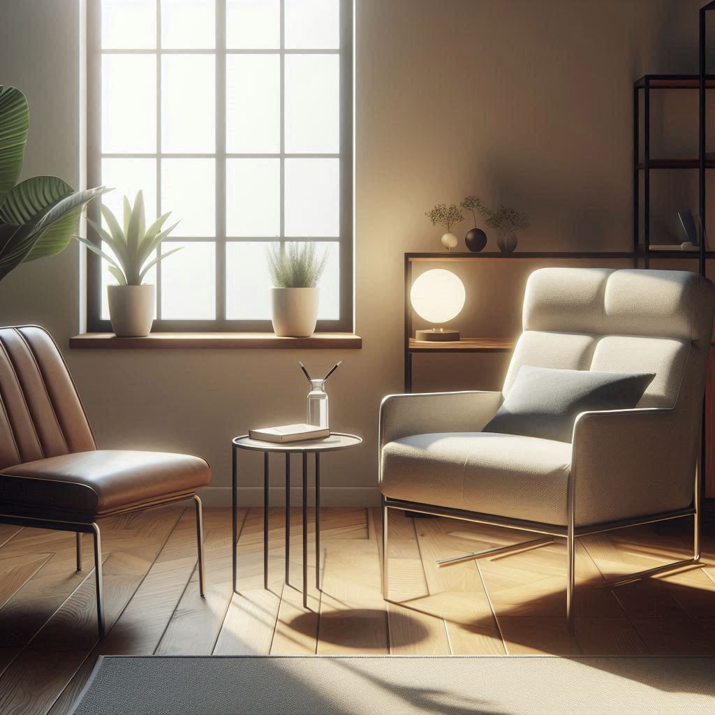 What Is Cognitive Therapy For Depression: A tranquil therapy room offering a safe environment for healing and mental well-being through cognitive therapy techniques.
