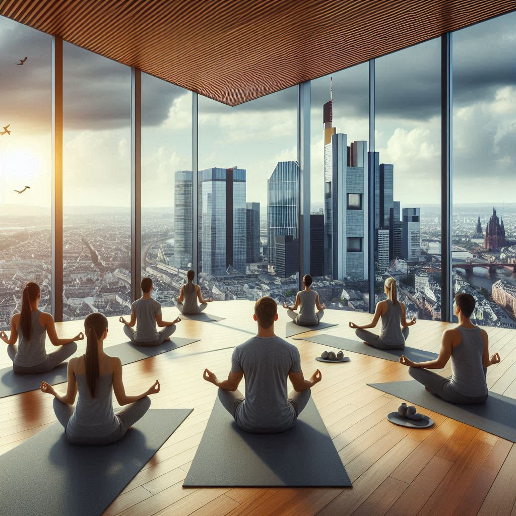 Health Wellness Programs Workplace: Mindfulness and meditation sessions in the office for mental well-being.