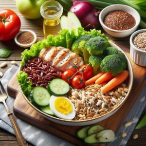 Ways Reduce Emotional Stress: Balanced diet with nutritious foods for mental well-being.