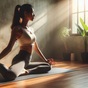 Exercise Therapy Mental Health: Yoga practice promoting relaxation and mindfulness for mental health.