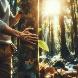 Ways Overcome Anxiety Attacks Grounding technique - reconnecting with the present moment by touching a tree in nature.