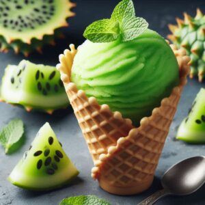 Kiwano Melon Health Benefits: Cool and refreshing kiwano melon sorbet for a delightful summer treat.