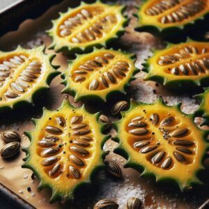 Kiwano Melon Health Benefits: Nutrient-rich kiwano melon seeds roasted for a delicious and healthy snack.