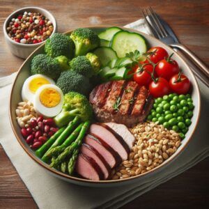 Successful Weight Loss After 50: A nutrient-dense meal featuring lean proteins, vegetables, and whole grains to support healthy weight management.