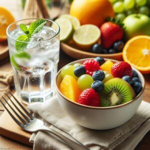Successful Weight Loss After 50: Staying hydrated with water and incorporating fresh fruits for better weight loss results.