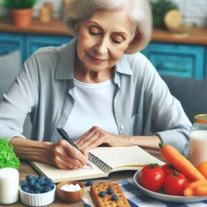 Successful Weight Loss After 50: Monitoring progress with a food journal to track diet, exercise, and weight loss achievements.