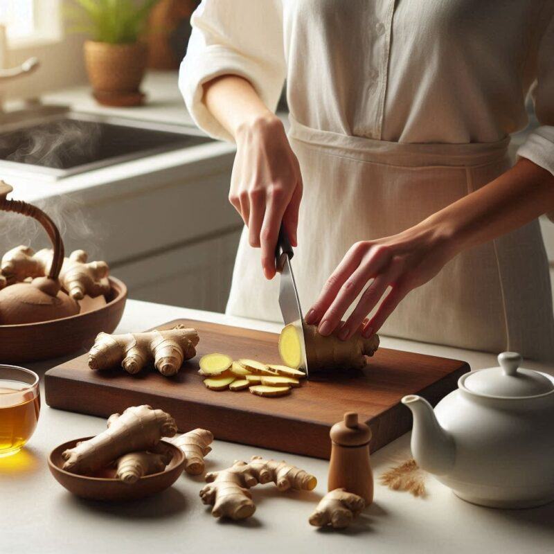 Inflammation Arthritis Natural Cures: Preparing ginger tea, a natural anti-inflammatory drink.