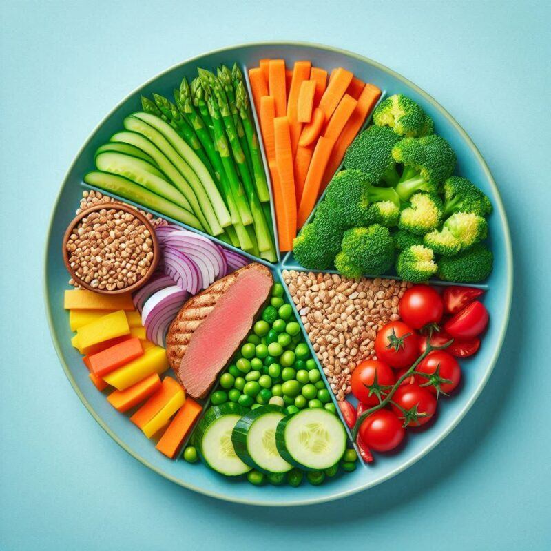 Home Remedy Lose Weight: Portion control with a balanced plate to prevent overeating and support weight management.